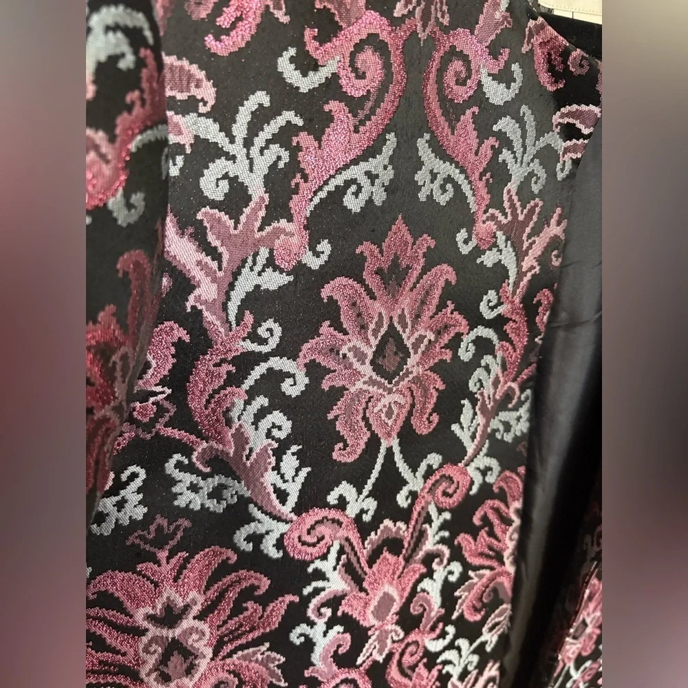 Kate Spade Finer Things Tapestry Jacquard Jacket – Size 14 – Metallic Blue/Pink - Picture 7 of 13